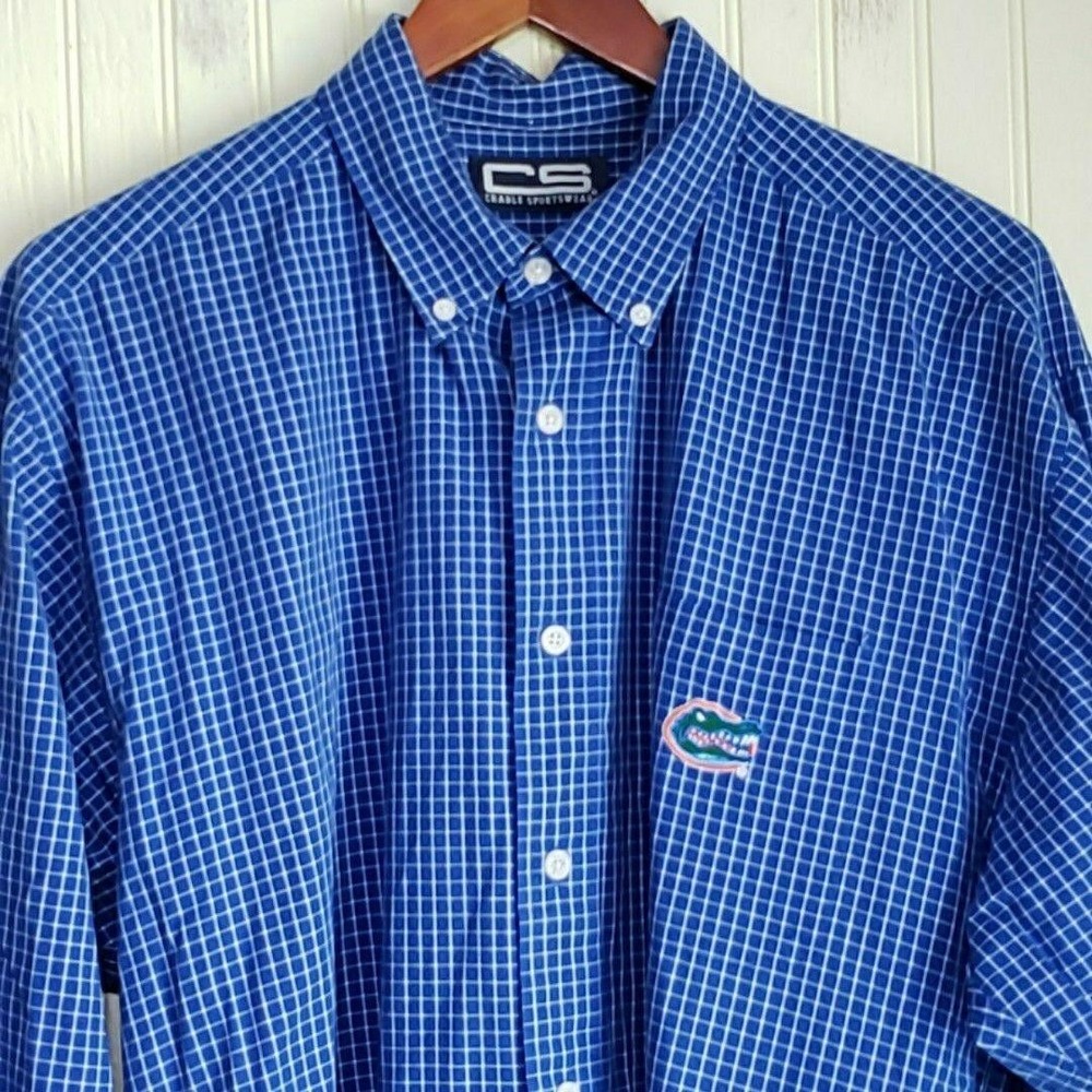 Florida Gators Shirt Mens Large Blue Button Down NCAA Football Crable Sportswear